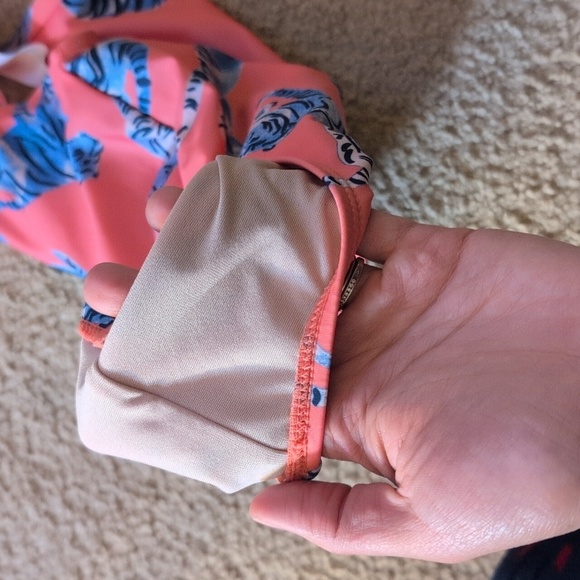 Tea Pink With Blue Tiger One Piece Swimsuit Size 2T - Picture 8 of 8